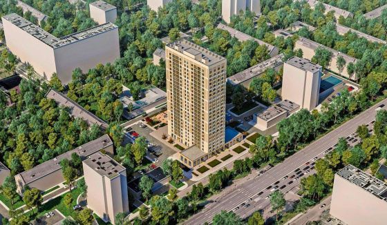 В районе Кузьминки в Москве строят дом по программе реновации