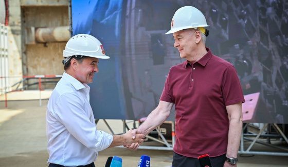 Собянин и Воробьев открыли проходку тоннеля Рублево-Архангельской линии метро